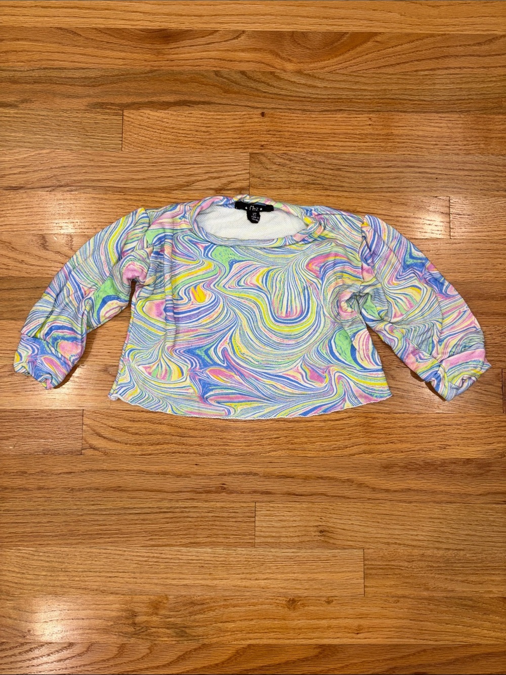 Multicolor Pastel Swirl Long Sleeve Sweatshirt Top